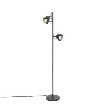 Priemyselná stojaca lampa čierna 2-svetlo - Emado