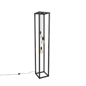 Priemyselná stojaca lampa čierna 3-svetlo - Big Cage