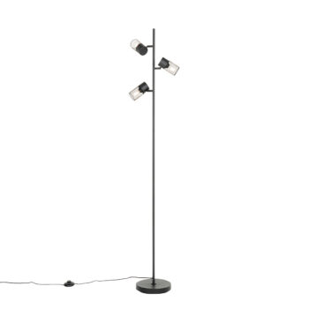 Priemyselná stojaca lampa čierna 3-svetlo - Jim