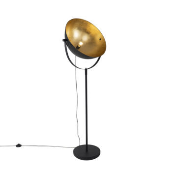 Priemyselná stojaca lampa čierna 50 cm so zlatým nastaviteľným - Magnax