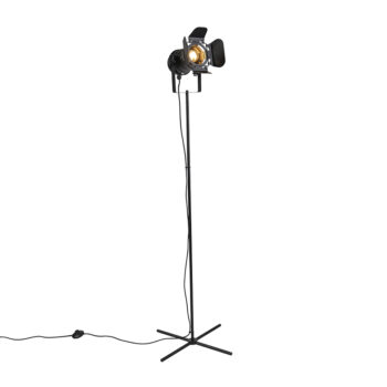 Priemyselná stojaca lampa čierna s nastaviteľným svetlom - Movie