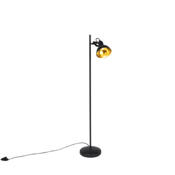 Priemyselná stojaca lampa čierna so zlatom 1-svetlo - Tommy
