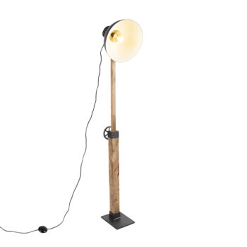 Priemyselná stojaca lampa tmavosivá s mangovým drevom - Mangoes