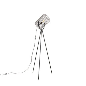 Priemyselná stojaca lampa trojnožka oceľ čierna - Bliss Vefa