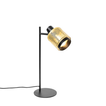 Priemyselná stolná lampa čierna so zlatom - Kayden