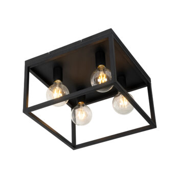 Priemyselné stropné svietidlo čierne 40 cm 4-svetlo - Cage