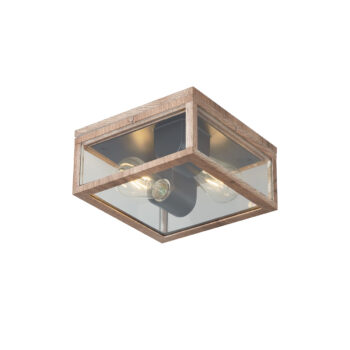 Priemyselné stropné svietidlo s drevenou potlačou IP44 2-Lights - Charlois