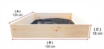 Prírodný vyvýšený drevený záhon 120 x 100 x 18 cm