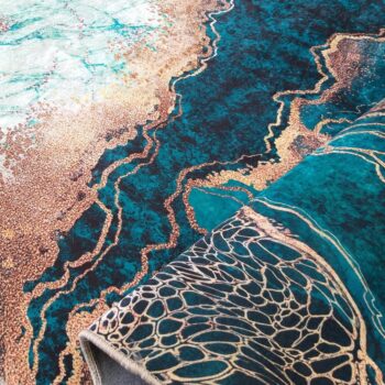 Protišmykový koberec v zelenej farbe s abstraktným vzorom Šírka: 120 cm | Dĺžka: 180 cm