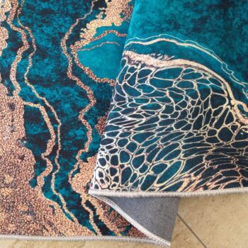 Protišmykový koberec v zelenej farbe s abstraktným vzorom Šírka: 60 cm | Dĺžka: 100 cm