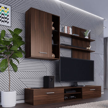 Obývacia stena Quatro v elegantnom farebnom prevedení wenge je ideálnym riešením pre moderné interiéry. Táto štýlová zostava od značky KONDELA ponúka praktické a estetické využitie priestoru vo vašej obývačke. S rozmermi 200 cm na šírku, 190 cm na výšku a hĺbkou 40,6 cm…