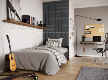 NABBI Quito obdĺžnikový čalúnený panel na stenu 15x60 cm čierna – Obrázok 5