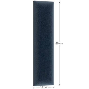 NABBI Quito obdĺžnikový čalúnený panel na stenu 15x60 cm tmavomodrá - Image 2