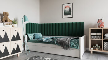 NABBI Quito obdĺžnikový čalúnený panel na stenu 15x60 cm tmavozelená – Obrázok 8