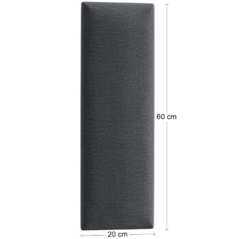 NABBI Quito obdĺžnikový čalúnený panel na stenu 20x60 cm čierna – Obrázok 2