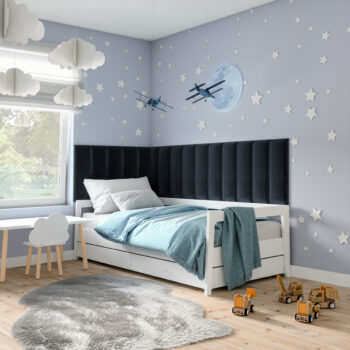 NABBI Quito obdĺžnikový čalúnený panel na stenu 20x60 cm čierna – Obrázok 5