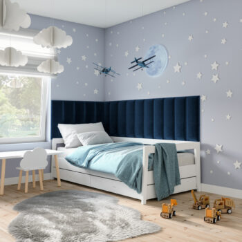 NABBI Quito obdĺžnikový čalúnený panel na stenu 20x60 cm tmavomodrá – Obrázok 5