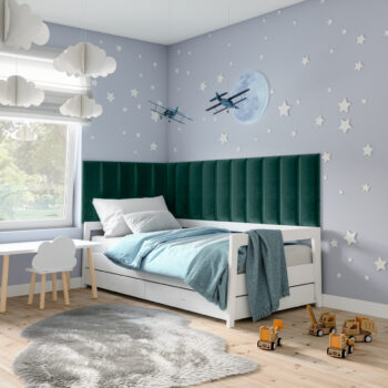 NABBI Quito obdĺžnikový čalúnený panel na stenu 20x60 cm tmavozelená – Obrázok 5