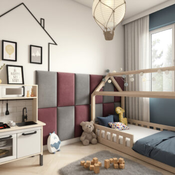 NABBI Quito obdĺžnikový čalúnený panel na stenu 30x50 cm svetlosivá – Obrázok 5