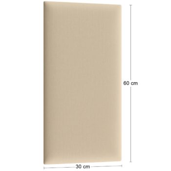 NABBI Quito obdĺžnikový čalúnený panel na stenu 30x60 cm béžová – Obrázok 2