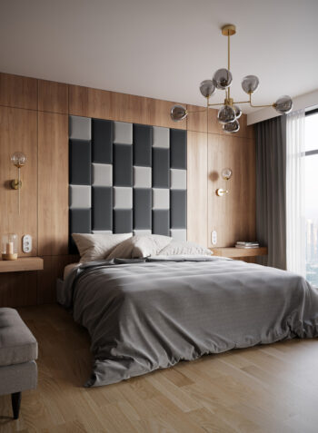 NABBI Quito obdĺžnikový čalúnený panel na stenu 30x60 cm čierna – Obrázok 5