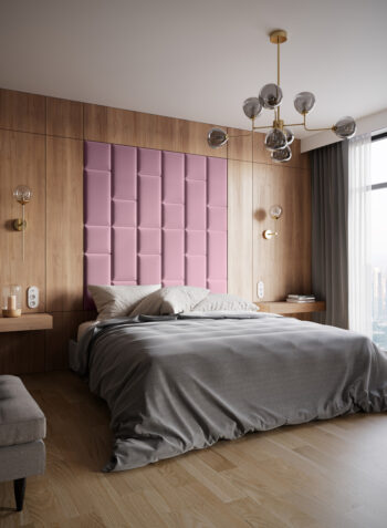 NABBI Quito obdĺžnikový čalúnený panel na stenu 30x60 cm ružová – Obrázok 5