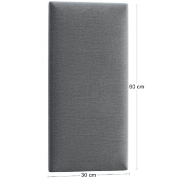 NABBI Quito obdĺžnikový čalúnený panel na stenu 30x60 cm sivá - Image 2