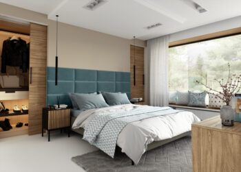 NABBI Quito obdĺžnikový čalúnený panel na stenu 30x60 cm svetlomodrá – Obrázok 5