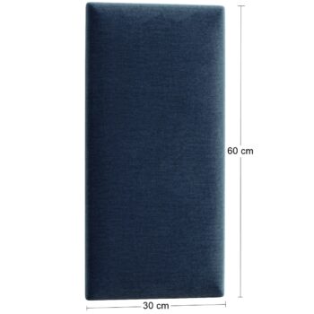 NABBI Quito obdĺžnikový čalúnený panel na stenu 30x60 cm tmavomodrá – Obrázok 2