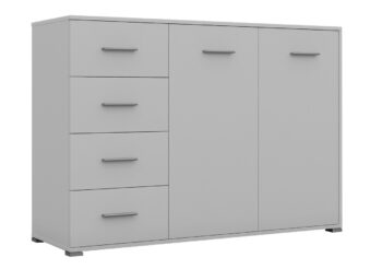 Kombinovaná komoda RADAN 2D4S je funkčný a moderný nábytok vhodný do každého interiéru. Táto komoda je vyrobená z LTD laminovaného materiálu. Farba biela nymfea alba dodáva komode príjemný a elegantný vzhľad. Komoda disponuje dvoma dvierkami za ktorými sú dve police a štyrmi zásuvkami.Rozmery komody: Š135 / V95 / H45 cm. Podrobné rozmery v nákrese.Súčasťou sú aj uchytky, ktoré umožňujú pohodlné otváranie a zatváranie dverí a zásuviek. Táto kombinovaná komoda je skvelou voľbou pre tých, ktorí hľadajú praktický a moderný nábytok do svojho obývacieho priestoru.Komoda je dodávaná v demonte, čo umožňuje jednoduchú montáž doma. 