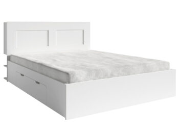 Posteľový rám s úložným priestorom Ramiak 160x200 cm - biela je ideálnym riešením pre tých, ktorí hľadajú pohodlné a praktické nábytkové kúsky. Je vyrobený z aglomerovaného materiálu, konkrétne laminovanej DTD, čo mu dodáva pevnosť a odolnosť voči opotrebeniu.