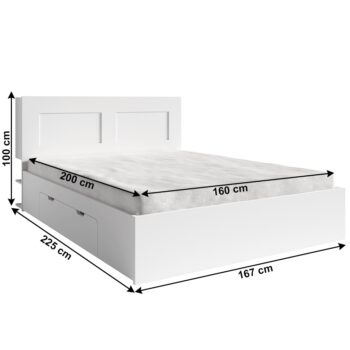 KONDELA Ramiak posteľový rám s úložným priestorom 160x200 cm biela – Obrázok 2