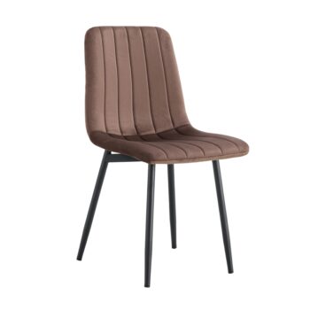 Jedálenská stolička Ramita Typ 1 v elegantnej hnedej farbe (Velvet) s čiernymi detailmi je ideálnym doplnkom pre moderné interiéry. Táto stolička, ktorú ponúka značka KONDELA, kombinuje štýlový dizajn s praktickosťou a pohodlím.