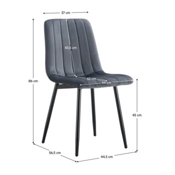 KONDELA Ramita Typ 1 jedálenská stolička tmavosivá (Velvet) / čierna - Image 2