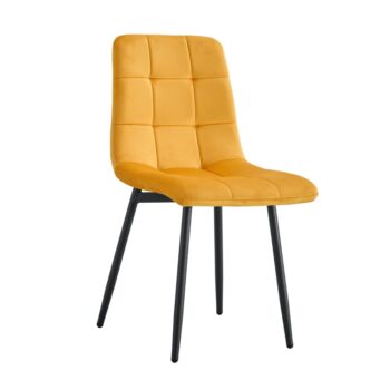 Jedálenská stolička Ramita Typ 3 v žltej farbe (Velvet) s čiernymi detailmi je ideálnym doplnkom pre moderné interiéry. Táto stolička, vyrobená pod značkou KONDELA, kombinuje eleganciu a funkčnosť, čo ju robí vhodnou pre rôzne priestory vo vašej domácnosti.