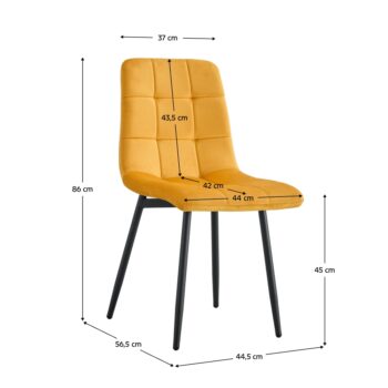 KONDELA Ramita Typ 3 jedálenská stolička žltá (Velvet) / čierna - Image 2