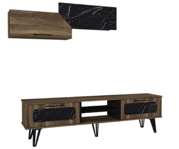 Objavte RAMPART, obývaciu stenu, ktorá je synonymom luxusu a elegancie. Zostava, navrhnutá pre tých, ktorí hľadajú kvalitu a štýl, ponúka perfektnú kombináciu orechového dreva a mramorových detailov, čím vytvára exkluzívne prostredie vo vašej obývačke.Detailný popisTyp tovaru: Obývacia stenaMateriál: Odolné LTD s hrúbkou materiálu 18 mm, ktoré zaisťuje dlhú životnosť a odolnosť proti opotrebovaniu.Rozmery: TV stolík (180 x 35 x 50.8 cm) a nástenná polica (132 x 23.8 x 41.8 cm) poskytujú bohatý priestor pre vašu multimediálnu techniku ​​a dekorácie.Farba: Atraktívna kombinácia orecha a mramoru dodáva každému kusu unikátny vzhľad a pocit luxusu.Štýl: Luxusný dizajn, ktorý je ideálny pre sofistikovane zariadené interiéry.Vybavenie: Regálka poskytuje ďalšie úložné možnosti a zvyšuje funkčnosť celej zostavy.Dodatočné informácie: Dodávame v demontovanom stave pre ľahší transport a montáž.Obývacia stena RAMPART je navrhnutá pre tých, ktorí chcú vo svojom domove spojiť praktickosť s nadčasovým dizajnom. Táto zostava je nielen praktická, ale stane sa aj dominantným a štýlovým prvkom každej obývačky.