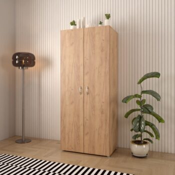 Dvojdverová šatníková skriňa Ramsa 2 je praktický a elegantný kus nábytku, ktorý ponúka dostatok úložného priestoru. Vďaka prevedeniu dub craft zlatý sa ľahko hodí do rôznych interiérov. Vyrobená je z aglomerovaného materiálu – laminovanej DTD. Pozostáva z police, ktorá sa…