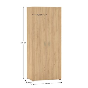 Dvojdverová šatníková skriňa Ramsa 2 je praktický a elegantný kus nábytku, ktorý ponúka dostatok úložného priestoru. Vďaka prevedeniu dub craft zlatý sa ľahko hodí do rôznych interiérov. Vyrobená je z aglomerovaného materiálu – laminovanej DTD. Pozostáva z police, ktorá sa…