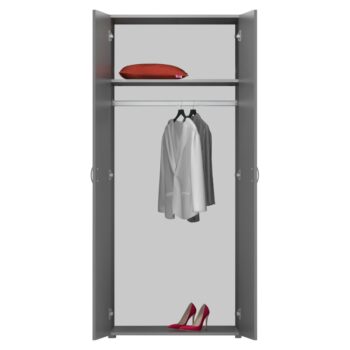 Dvojdverová šatníková skriňa Ramsa 2 je praktický a elegantný kus nábytku, ktorý ponúka dostatok úložného priestoru. Vďaka prevedeniu grafit sa ľahko hodí do rôznych interiérov. Vyrobená je z aglomerovaného materiálu – laminovanej DTD. Pozostáva…