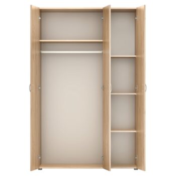Trojdverová šatníková skriňa Ramsa 3 je praktický a elegantný kus nábytku, ktorý ponúka dostatok úložného priestoru. Vďaka prevedeniu dub craft zlatý sa ľahko hodí do rôznych interiérov. Vyrobená je z aglomerovaného materiálu – laminovanej DTD. Pozostáva z police, ktorá sa…