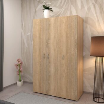 Trojdverová šatníková skriňa Ramsa 3 je praktický a elegantný kus nábytku, ktorý ponúka dostatok úložného priestoru. Vďaka prevedeniu dub sonoma sa ľahko hodí do rôznych interiérov. Vyrobená je z aglomerovaného materiálu – laminovanej DTD. Pozostáva z police, ktorá sa nachádza…