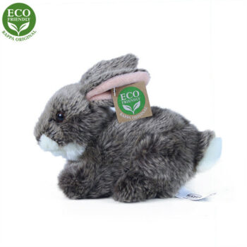 RAPPA Plyšový králik tmavosivý ležiaci, 17 cm, ECO-FRIENDLY