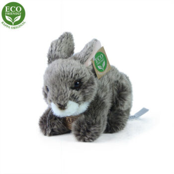 RAPPA Plyšový králik tmavosivý ležiaci, 17 cm, ECO-FRIENDLY