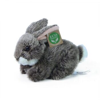 RAPPA Plyšový králik tmavosivý ležiaci, 17 cm, ECO-FRIENDLY