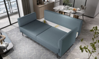 Rozkladacia pohovka s úložným priestorom RASLER je krásny dizajnový kúsok, ktorý vyniká svojim do detailu prepracovaným dizajnom. Na štýlovosti jej pridávajú krásne vysoké, štíhle čierne nohy, veľké opierkové vankúše či zaujímavo tvarované opierky rúk. Nechajte sa unášať v náručí priestranného…