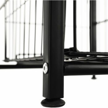 KONDELA Ratto kovový regál s košíkami čierna / prírodná – Obrázok 2