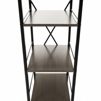 KONDELA Ratto kovový regál s košíkami čierna / prírodná – Obrázok 5