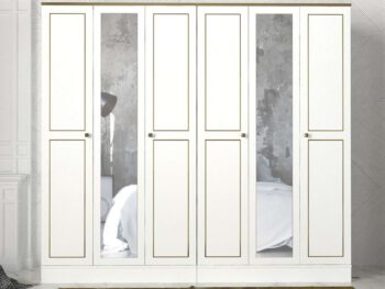 Šatníková skriňa RAVEN 6DPriestranná a elegantná šatníková skriňa RAVEN 6D je ideálnym doplnkom pre vašu spálňu. Tento široký a štýlový kus nábytku je vyrobený z kvalitných materiálov LTD a skla, čo zaisťuje jeho dlhú životnosť a atraktívny vzhľad.Rozmer: 210 x 194 x 47.2 cmMateriál: LTD a skloFarba: BielaVybavenie: 4 šatníkové tyče, 4 police a zrkadloVzhľad: ŠirokáTvar: ObdĺžnikovýPočet dverí: 6 dverové a viacPočet políc: 4Hrúbka materiálu: 18 mmDodatočné informácie: Dodávame v demonteŠatníková skriňa RAVEN 6D vyniká svojim širokým a elegantným dizajnom v bielej farbe, ktorý dodá vašej spálni svieži a moderný vzhľad. Praktické vnútorné usporiadanie so štyrmi šatníkovými tyčami, štyrmi policami a zrkadlom ponúka dostatok úložného priestoru pre vaše oblečenie a ďalšie predmety, zatiaľ čo zrkadlo opticky zväčšuje priestor a dodáva interiéru hĺbku.Neváhajte a kúpte si šatníkovú skriňu RAVEN 6D ešte dnes. Tento štýlový a funkčný kus nábytku pridá vašej spálni eleganciu a praktickosť v jednom!