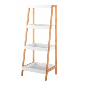 Elegantný regál REGO 2 krásne oživí a dozdobí každú domácnosť. Rozmery regálu sú (ŠxHxV): 44x36x110 cm. Vďaka neutrálnej farebnej kombinácie bielej a prírodnej sa hodí do akejkoľvek miestnosti. Na výrobu boli použité kvalitné materiály MDF a bambus. Regál tvoria štyri police. Umožňuje vystavenie…